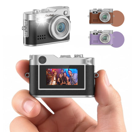 Rollei Mini Fotocamera Digitale Nero 1080P FHD Piccola Cámara Digital Retrò