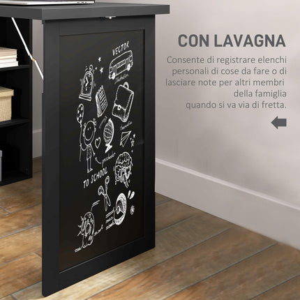 HOMCOM Scrivania con Libreria e Lavagna Nera 98x51x153 cm Nero