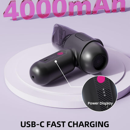Aspirapolvere Portatile Senza Fili, 8kPa Aspirabriciole Potente Con Fili, 4 in 1 Mini Aspirapolvere Auto Senza Fili, 4000mAh USB-C Ricaricabile Aspirapolvere Piccolo per Ufficio, Pulizia Cas,Nero