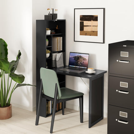 HOMCOM Scrivania con Libreria e Lavagna Nera 98x51x153 cm Nero