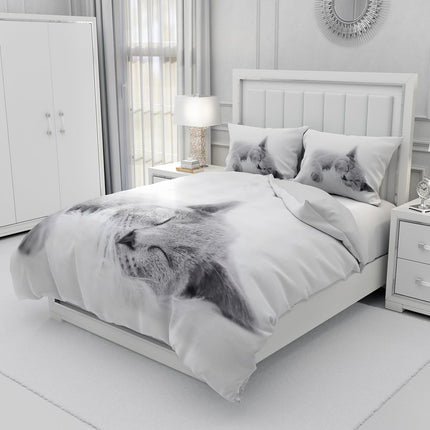 UGZDEA Set di biancheria da letto per gatti 135x200cm, in morbida microfibra 3D, con copripiumino e federa (Single（135x200cm）, A)
