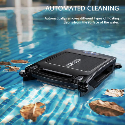moupeaktain Skimmer per Piscina Senza Fili Ad Energia Solare, Robot Pulitore Automatico per Piscina, Aspirapolvere per Piscina con Doppia Ricarica / 2 modalità/Evita Ostacoli/Parcheggio Autonomo