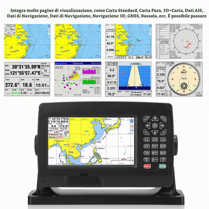 Weikeya Navigatore GPS Marino, Plotter cartografico GPS BDS Posizionamento GPS IPX6 Transponder AIS Impermeabile per Barca,Pezzi di ricambio per barche,yacht