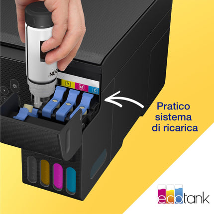 Epson EcoTank ET-2870 Stampante con Serbatoi D’inchiostro | Stampa a Casa Alti Volumi | Wi-Fi | A4 | Stampa, Copia, Scansione | Display LCD 3.7 cm | 3 Anni D'Inchiostro Inclusi