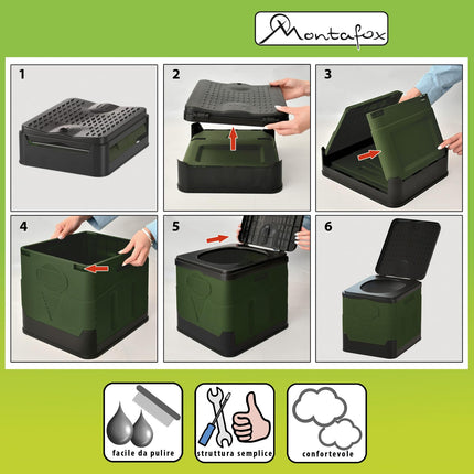 Montafox Toilette Campeggio Pieghevole Portatile WC 25 L 150 kg Gabinetto