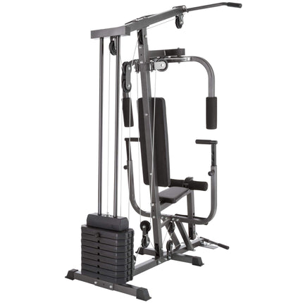 tectake® Stazione Body Building 160x98x203 cm, Pesi Palestra Fitness e Home Gym, Attrezzi Palestra Casa, multifunzione, Sbarra trazioni lat machine, per Addominali, Glutei, Gambe - Diversi Modelli