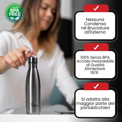 OTTO KONING Borraccia Termica 500 ml Acciaio Inox 18/8 Senza BPA