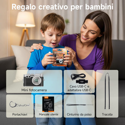 Rollei Mini Fotocamera Digitale Nero 1080P FHD Piccola Cámara Digital Retrò