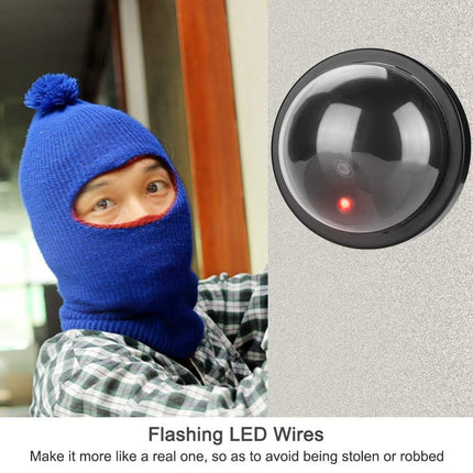 Topiky Videocamera di sicurezza fittizia, telecamera di sorveglianza simulata simmetrica antipolvere impermeabile per interni/esterni, con lampeggiante LED