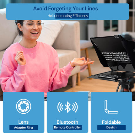 Leeventi Teleprompter Compatibile con Ipad, Tablet, Smartphone e Fotocamera Dslr, Controllo con Telecomando o App, Compatibile con Android e iOS, Ideale per Registrazioni Video (Version 5.0)