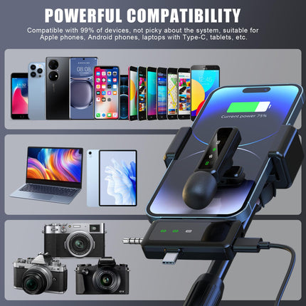 3 in 1 Mini Microfono per Smartphone Pc Fotocamere, Microfono Lavalier Wireless Bluetooth senza Fili con Cavo Ricarica Type-C, Riduzione del Rumore, Plug-Play, per Podcast Video Live Intervista Gaming