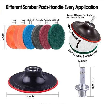 Set di 37 spazzole per trapano, set di 37 spazzole per trapano Power Scrubber con spugnetta per lucidatura per bagno, doccia, pulizia tappeti, pulizia della malta e pulizia delle piastrelle