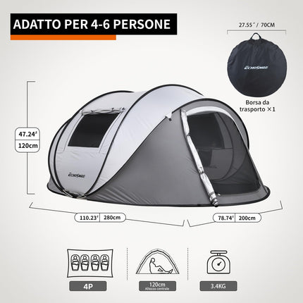 EchoSmile Tenda da Campeggio Pop Up 2/4/6 Posti Istantanea Tenda Campeggio