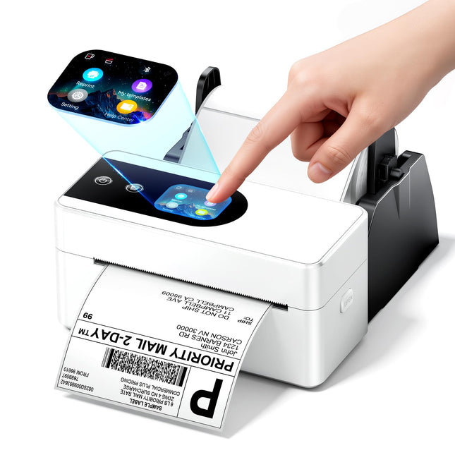 Phomemo Stampante Etichette 4x6 con Schermo Touchscreen, Bluetooth, Bianco