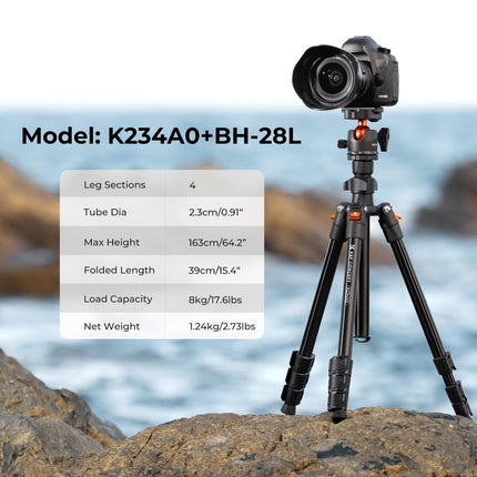 K&F CONCEPT Treppiede Fotocamera e Smartphone 163cm, Treppiede da Viaggio