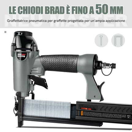 Chiodatrice Pneumatica, 2 in 1 Sparachiodi Aria Pneumatica con 800 Chiodi e 200 Graffette,Graffettatrice Pneumatica con Occhiali di Protezione e Custodia in Plastica Portatile