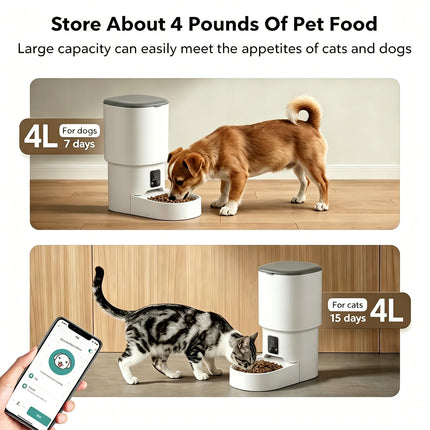 XALBDMNB Automatic Cat Feeder with APP Control, WiFi Pet Feeder for Timed & Quantitative Food Dispensing, Remote Feeding for Cats