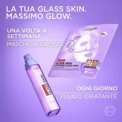 L'Oréal Paris Revitalift Glass Skin Maschera in Idrogel Viso, 4pz