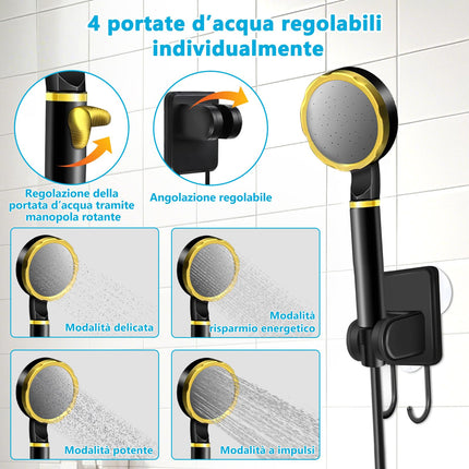 ITMNMNL Doccia da Campeggio,Ricaricabile 6000mAh Doccia Ricaricabile Portatile,Doccia Portatile,Doccia Campeggio con Display Digitale a LED e Secchio Pieghevole,per All'aperto,Campeggio,Spiaggia
