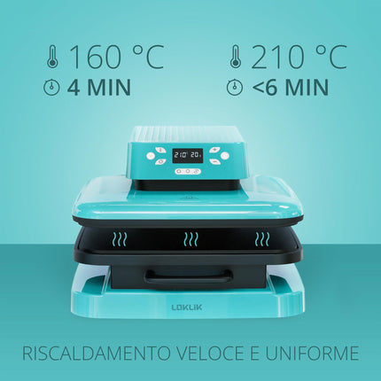 LOKLIK - Pressa Termica Automatica per Personalizzare Magliette, Maglioni, Coperte, Asciugamani, Borse e Altri Tessuti Pressa Riscaldante Compatta Termoadesiva Stampa Tessile (Blu)