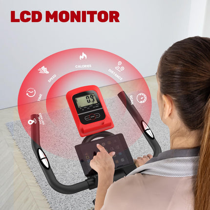 X3 Cyclette da Casa Professionale, Bicicletta ad attrito Indoor per Fitness da Camera con Schermo LCD e Portabicchieri, Volano 12kg, struttura in acciaio da 80 mm, capacità di 150 kg