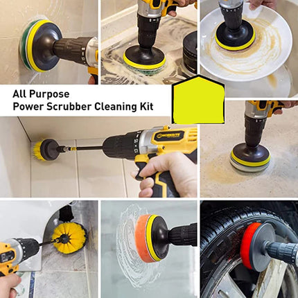Set di 37 spazzole per trapano, set di 37 spazzole per trapano Power Scrubber con spugnetta per lucidatura per bagno, doccia, pulizia tappeti, pulizia della malta e pulizia delle piastrelle