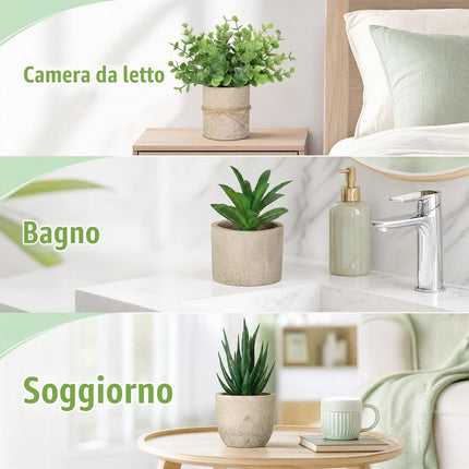 Cozary 5 Pezzi Piante Artificiali, Pianta Finta Realistica, Piantine Finte Decorative con Vasetto, per Decorazione Casa Ufficio Scrivania Tavolo Cucina Balcone Matrimonio Bagno di Casa