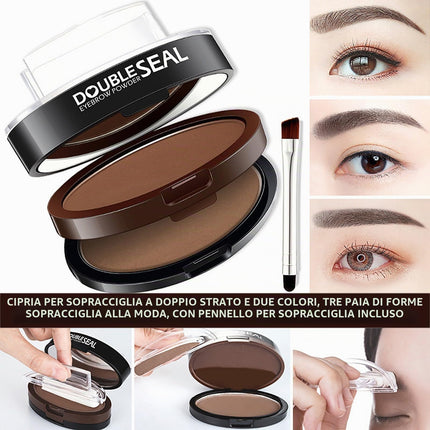 Kit di Timbri per Sopracciglia a Doppio Colore, Timbro per Sopracciglia Impermeabile con Polvere a Prova di Sudore a Lunga Durata, con 3 Stencil Intercambiabili e Pennello, Finitura Opaca Naturale (B)