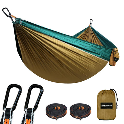 NTUREFUN Amaca da Campeggio da Viaggio Ultraleggera | Capacità di Carico 300kg,(275 x140 cm) Traspirante,Nylon da Paracadute ad Asciugatura Rapida | 2 x Moschettoni, 2 x Corde in Nylon Incluse