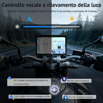 Wonsidary W722TPMS Schermo CarPlay Moto 7" Senza Fili con Android Auto,TPMS
