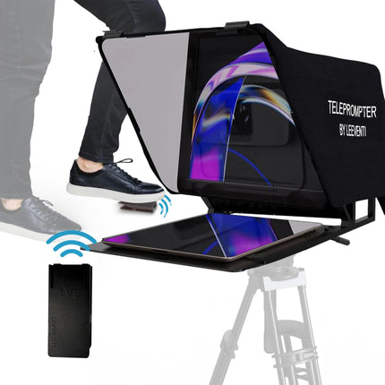 Leeventi Teleprompter Compatibile con Ipad, Tablet, Smartphone e Fotocamera Dslr, Controllo con Telecomando o App, Compatibile con Android e iOS, Ideale per Registrazioni Video (Version 5.0)