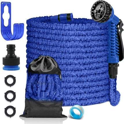 LINGKY Tubo da Giardino Estensibile 30 Metri Tubo Acqua Giardino - Canna Acqua Giardino con 7 modalità Pistola a Spruzzo, Tubo Irrigazione con Raccordi da 1/2" e 3/4" Attacco