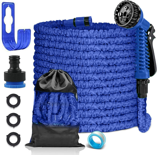 LINGKY Tubo da Giardino Estensibile 30 Metri Tubo Acqua Giardino - Canna Acqua Giardino con 7 modalità Pistola a Spruzzo, Tubo Irrigazione con Raccordi da 1/2" e 3/4" Attacco