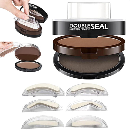 Kit di Timbri per Sopracciglia a Doppio Colore, Timbro per Sopracciglia Impermeabile con Polvere a Prova di Sudore a Lunga Durata, con 3 Stencil Intercambiabili e Pennello, Finitura Opaca Naturale (B)