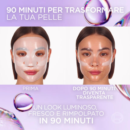 L'Oréal Paris Revitalift Glass Skin Maschera in Idrogel Viso, 4pz