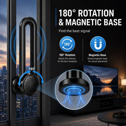 Antenna TV per interni, 2026 TV digitale Ariels da interni, a lungo raggio di oltre 350 miglia, con amplificatore di segnale per Freeview, antenna TV digitale amplificata 4K 1080P HD con cavo lungo