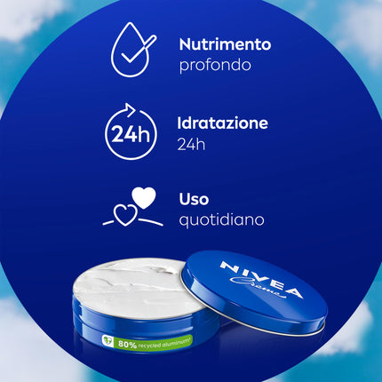 NIVEA Creme Crema multiuso 400 ml, Crema NIVEA classica a base di Eucerit, Glicerina e Pantenolo, Crema corpo, viso e mani dermatologicamente testata per tutta la famiglia