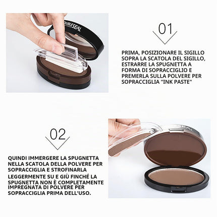 Kit di Timbri per Sopracciglia a Doppio Colore, Timbro per Sopracciglia Impermeabile con Polvere a Prova di Sudore a Lunga Durata, con 3 Stencil Intercambiabili e Pennello, Finitura Opaca Naturale (B)
