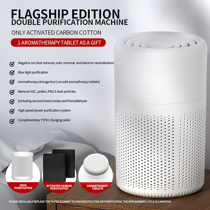 Purificatore d'aria portatile per camera da letto con filtro HEPA H13 - Pulitore USB silenzioso da scrivania con aromaterapia per polvere, fumo, peli di animali domestici, odori - ideale per casa