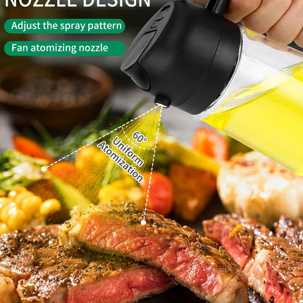 Spruzzatore 2 in 1,Spray Olio Cucina,470 ml Dispenser per Olio e Aceto,Spruzzatore Dispenser per Olio 2 in 1,Bottiglia Spray per Olio in Vetro con Pennello per Domestico,Grigliate,Cucina(Nero)
