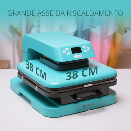 LOKLIK - Pressa Termica Automatica per Personalizzare Magliette, Maglioni, Coperte, Asciugamani, Borse e Altri Tessuti Pressa Riscaldante Compatta Termoadesiva Stampa Tessile (Blu)