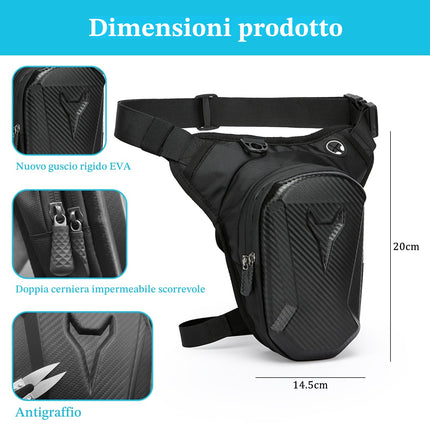 BEELUKY Marsupio da Gamba per Moto Marsupio Cosciale in EVA per Uomo e Donna Marsupio Moto da Gamba Sportivo da Gamba con Multitasche per Corsa Ciclismo Moto Sport e Lavoro