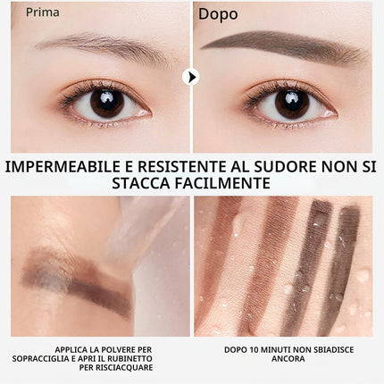 Kit di Timbri per Sopracciglia a Doppio Colore, Timbro per Sopracciglia Impermeabile con Polvere a Prova di Sudore a Lunga Durata, con 3 Stencil Intercambiabili e Pennello, Finitura Opaca Naturale (B)