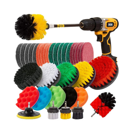 Set di 37 spazzole per trapano, set di 37 spazzole per trapano Power Scrubber con spugnetta per lucidatura per bagno, doccia, pulizia tappeti, pulizia della malta e pulizia delle piastrelle