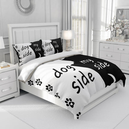 UGZDEA Set di 3 copripiumini con lato del cane e il mio lato 200x200cm, in morbida microfibra, per adulti, decorazione della camera da letto (Double（200x200cm）, A)
