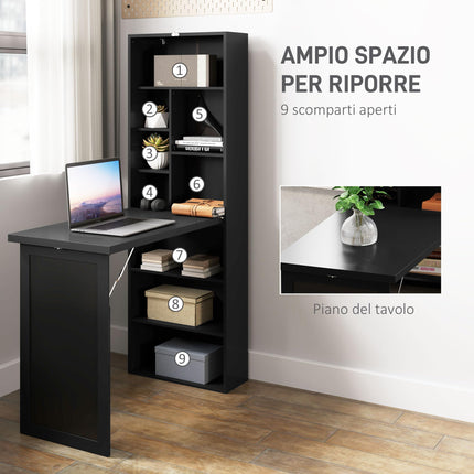 HOMCOM Scrivania con Libreria e Lavagna Nera 98x51x153 cm Nero