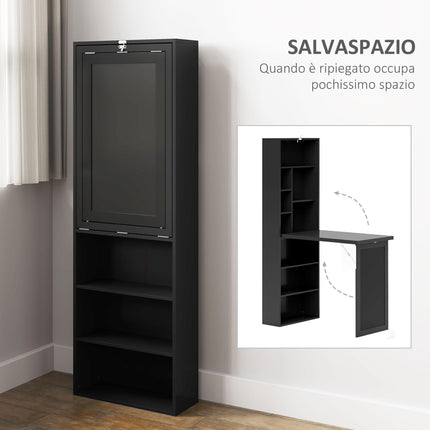 HOMCOM Scrivania con Libreria e Lavagna Nera 98x51x153 cm Nero