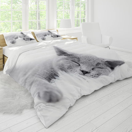 UGZDEA Set di biancheria da letto per gatti 135x200cm, in morbida microfibra 3D, con copripiumino e federa (Single（135x200cm）, A)