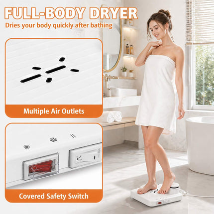 Asciugatrice per tutto il corpo da 800 W dopo la doccia, essiccatore ad alta velocità da 15000 giri/min con sensore di movimento, aria fredda e calda regolabile a 2 velocità per bagno, casa e hotel