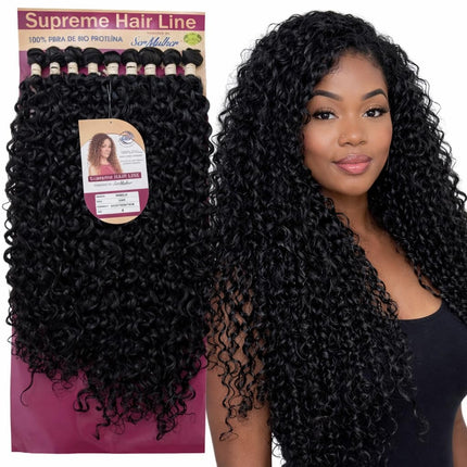 Extension Capelli Ricci Lunghi 75cm - Set 9 Pezzi 330g in Bioproteina – Look Naturale Voluminoso Ondulato – Scalatura Professionale 65/70/75cm - Effetto Riccio (Total Black), PAMELA